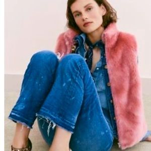 J. Crew Plush Faux Fur Sherpa Vest in Guava Berry | XL